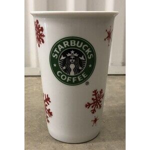 Starbucks 2010 Christmas Holiday Red Snowflake Tall Latte Mug Coffee Cup